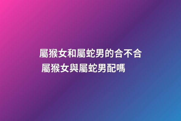屬猴女和屬蛇男的合不合 屬猴女與屬蛇男配嗎-第1張-觀點-玄機派